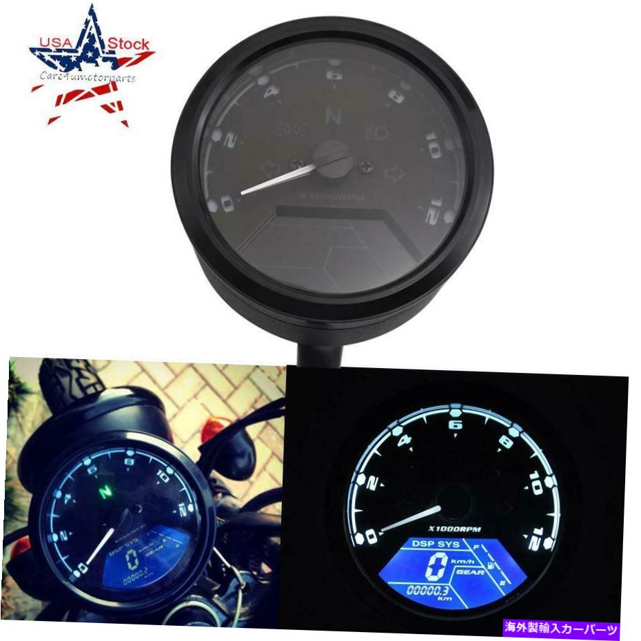 タコメーター オートバイLCDデジタルスピードメータータコメーターゲージ走行距離計ハーレーホンダ米国 Motorcycle LCD Digital Speedometer Tachometer Gauge Odometer for Harley Honda US【並行輸入品】