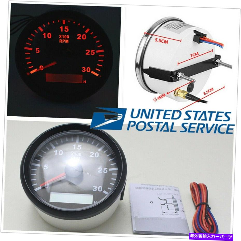 タコメーター 車SUV 85mmラウンドデジタルタコメーター3000rpm hourmeter Revカウンタータチョメーター Car SUV 85mm Round Digital Tachometer 3000RPM Hourmeter REV Counter Tacho Meter【並行輸入品】