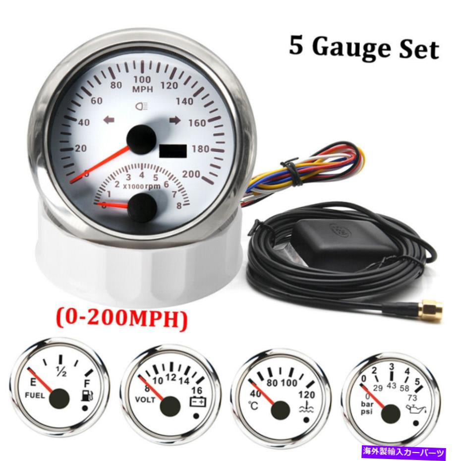 タコメーター 5ゲージセットGPSスピードメーターW/Tacho 200mph 52mm燃料温度ボルト油圧ゲージ 5Gauge Set GPS Speedometer w/Tacho 200MPH 52mm Fuel Temp Volt Oil Pressure Gauge【並行輸入品】