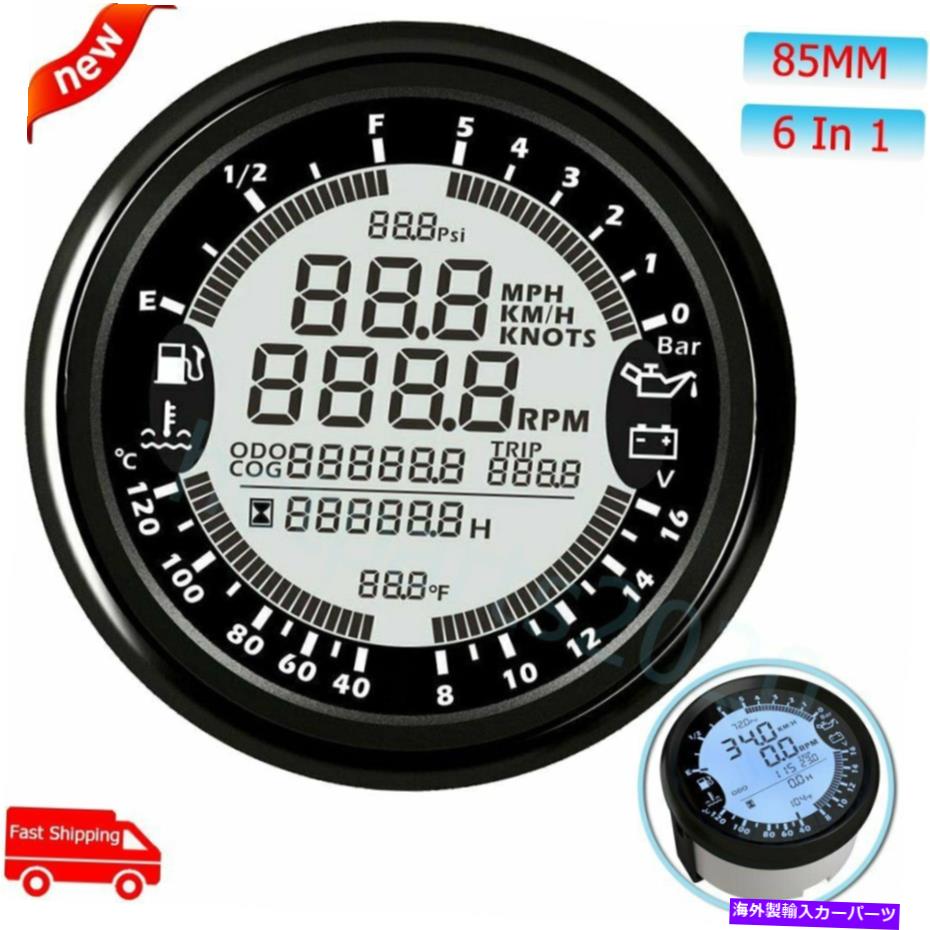 タコメーター 85mm 6 in 1 gps速度計タコメーター水温燃料レベル油圧ゲージ 85MM 6 In 1 GPS Speedometer Tachometer Water Temp Fuel Level Oil Pressure Gauge【並行輸入品】