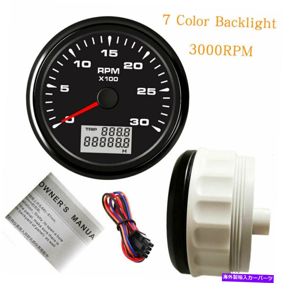 タコメーター 85mmブラックタコメーター3000RPMオートガスディーゼルエンジン用REVカウンター7カラーLED 85mm Black Tachometer 3000RPM Rev Counter For Auto Gas Diesel Engine 7 Color Led【並行輸入品】