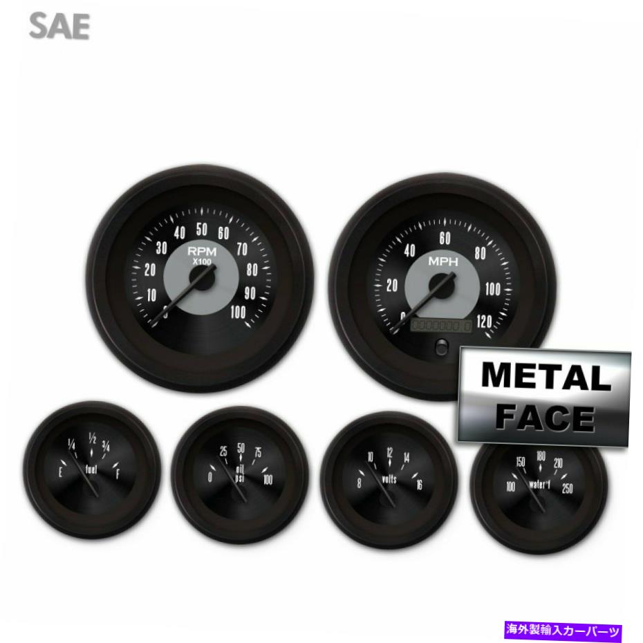 タコメーター 6ゲージセットSpeedo Tach Oil Temp Fuel Volt Triple Black V針LED 043-WCSA 6 Gauge Set Speedo Tach Oil Temp Fuel Volt Triple Black V Needles LED 043-WC SA【並行輸入品】