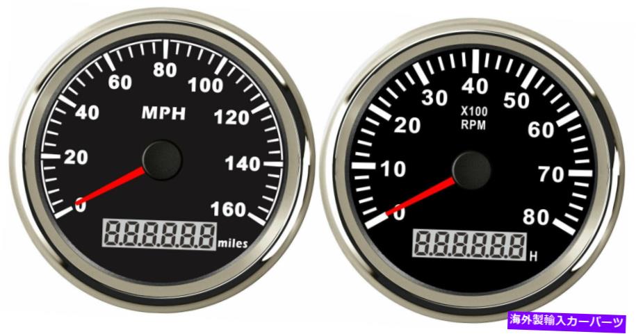 タコメーター 2ゲージセット、85mm gps speedo 160mph走行距離計 +タチョRPM8000パルス信号ブラック 2 Gauge Set, 85MM GPS Speedo 160MPH Odometer + Tacho RPM8000 Pulse Signals Black【並行輸入品】