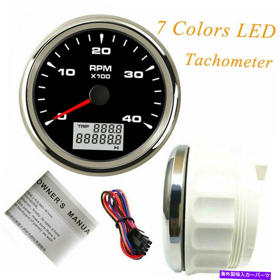 タコメーター 85mmブラックタコメーター4000RPMオートガスディーゼルエンジン用のREVカウンター7カラーLED 85mm Black Tachometer 4000RPM Rev Counter For Auto Gas Diesel Engine 7 Color Led【並行輸入品】