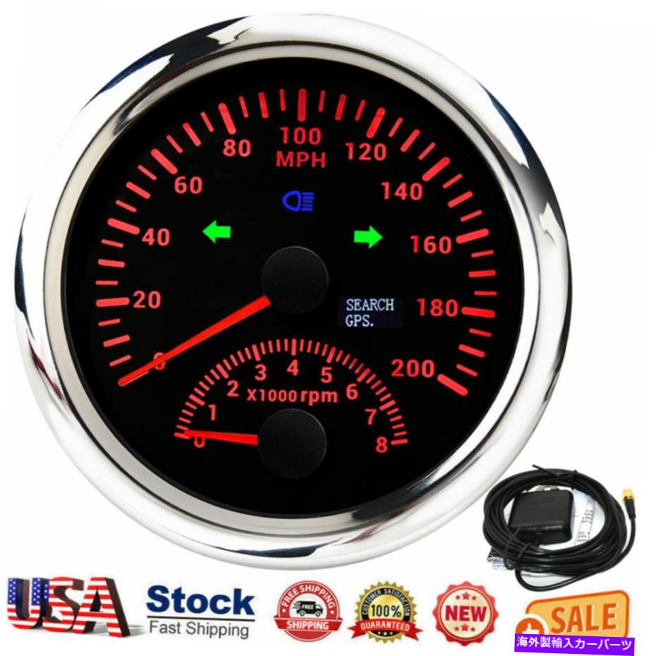 タコメーター 85mm gpsスピードメーター0-8000rpmのタコメーターゲージの車両ボートUSA 85mm GPS Speedometer 0-200MPH with 0-8000RPM Tachometer Gauge for Car Boat USA【並行輸入品】