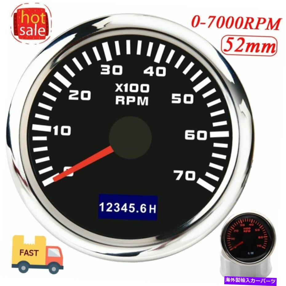 タコメーター 52mm車マリンLCDデジタルタコメーターゲージ時間メーター0-7000 rpmレッドバックライト 52mm Car Marine LCD Digital Tachometer Gauge Hourmeter 0-7000 RPM Red Backlight【並行輸入品】