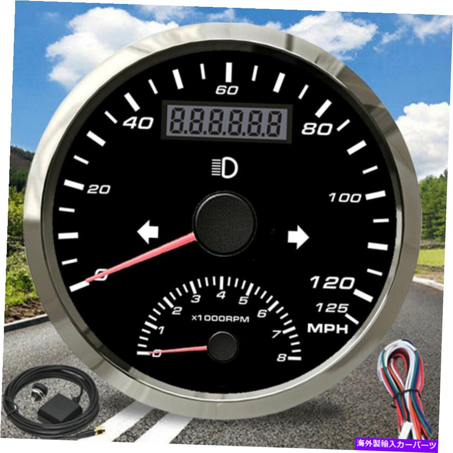 タコメーター タコメーター8000rpmの85mm GPSスピードメーター0-125mph左右右ハイビームアラーム 85mm GPS Speedometer 0-125MPH With Tachometer 8000RPM Left Right High Beam Alarm【並行輸入品】