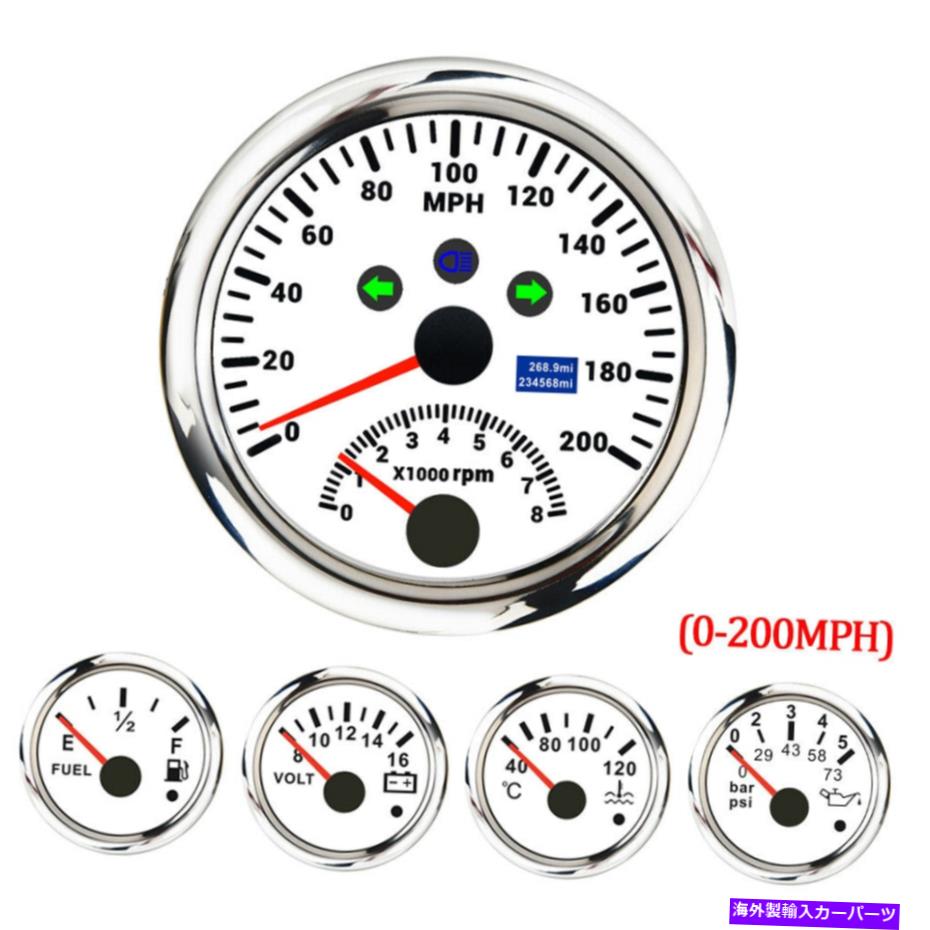 タコメーター 5ゲージ85mm GPSスピードメーター0-200mph w/タチョ+ 52mm燃料温度ボルト油圧 5 Gauges 85mm GPS Speedometer 0-200MPH w/Tacho+ 52mm Fuel Temp Volt Oil Pressure【並行輸入品】
