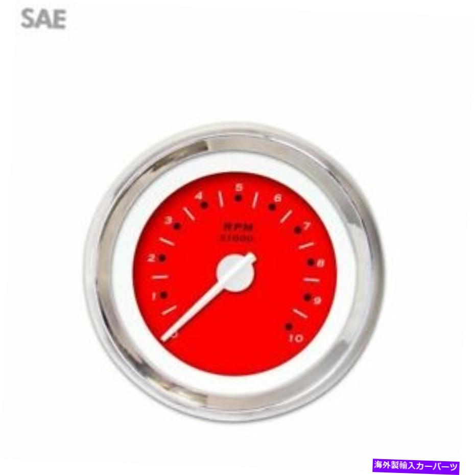 タコメーター タコメーターゲージ-Pegged Red、白いモダンな針、クロムトリムリング Tachometer Gauge - Pegged Red, White Modern Needles, Chrome Trim Rings【並行輸入品】