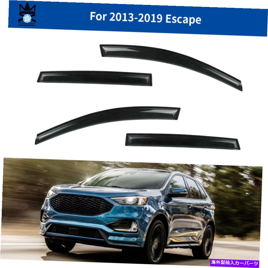 バグシールド 2013-2019フォードエスケープ用のウィンドウバイザーデフレクターレインガード4ピースセット Window Visor Deflector Rain Guard 4-Piece Set for 2013-2019 Ford Escape【並行輸入品】