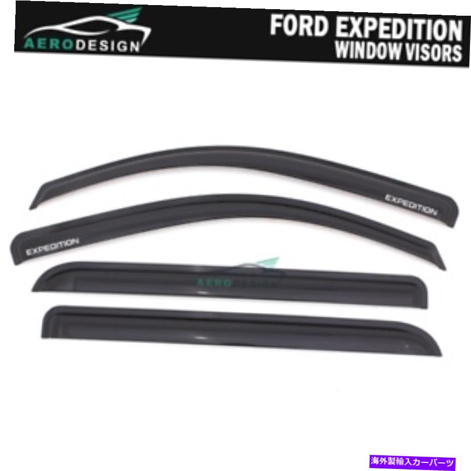 バグシールド 97-17のフォード遠征煙煙の色付き窓バイザーレインガードシェードデフレクター For 97-17 Ford Expedition Smoke Tinted Window Visors Rain Guard Shade Deflector【並行輸入品】