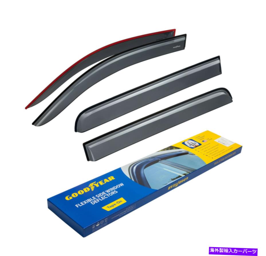 バグシールド シボレーシルバラードのグッドイヤーウィンドウレインガード2014-2018、クルーキャブテープオン Goodyear Window Rain Guards for Chevy Silverado 2014-2018, Crew Cab Tape-on【並行輸入品】