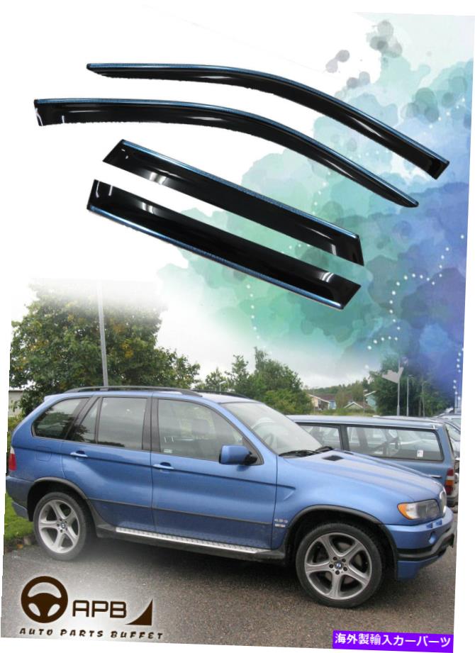 バグシールド BMW x5 e53 99-06クロムトリムウィンドウバイザーガードベントデフレクター用 For BMW X5 E53 99-06 Chrome Trim Window Visor Guard Vent Deflector【並行輸入品】 43,560円