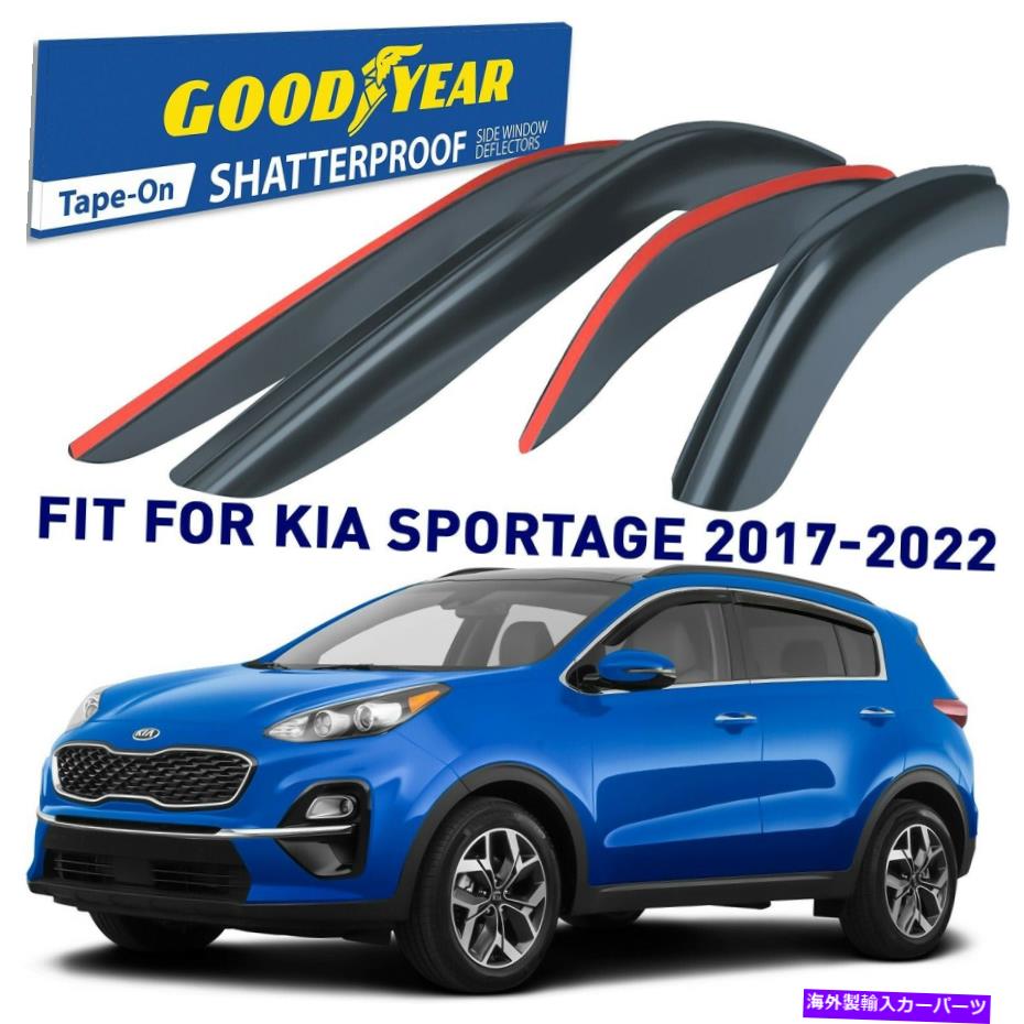 バグシールド サイドウィンドウディフレクターレインガード17-22 Kia Sportageの Side Window Deflectors Rain Guards for 17-22 Kia Sportage【並行輸入品】
