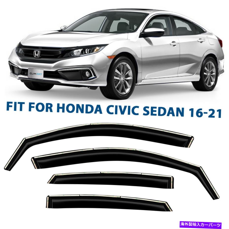 バグシールド 16-21ホンダシビックインチャネルのクライミングアートウィンドウバイザー CLIM ART Window Visor for 16-21 Honda Civic in-channel【並行輸入品】
