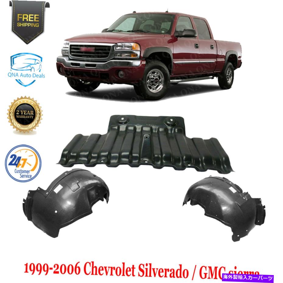 フェンダーライナー フロントスプラッシュガード +フェンダーライナーセット1999-2006シボレーシルバラード / GMCシエラ Front Splash Guard + Fender Liner Set For 1999-2006 Chevy Silverado / GMC Sierra【並行輸入品】