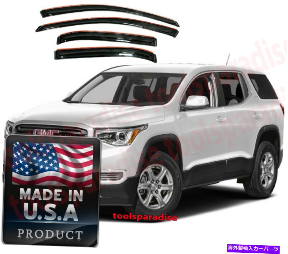 バグシールド GMC Acadia 2017-2019サイドウィンドウシェード風力デフレクターレインガードキットFR＆RR GMC Acadia 2017 - 2019 SIDE Window Shade Wind Deflector RAIN GUARD KIT Fr & Rr【並行輸入品】