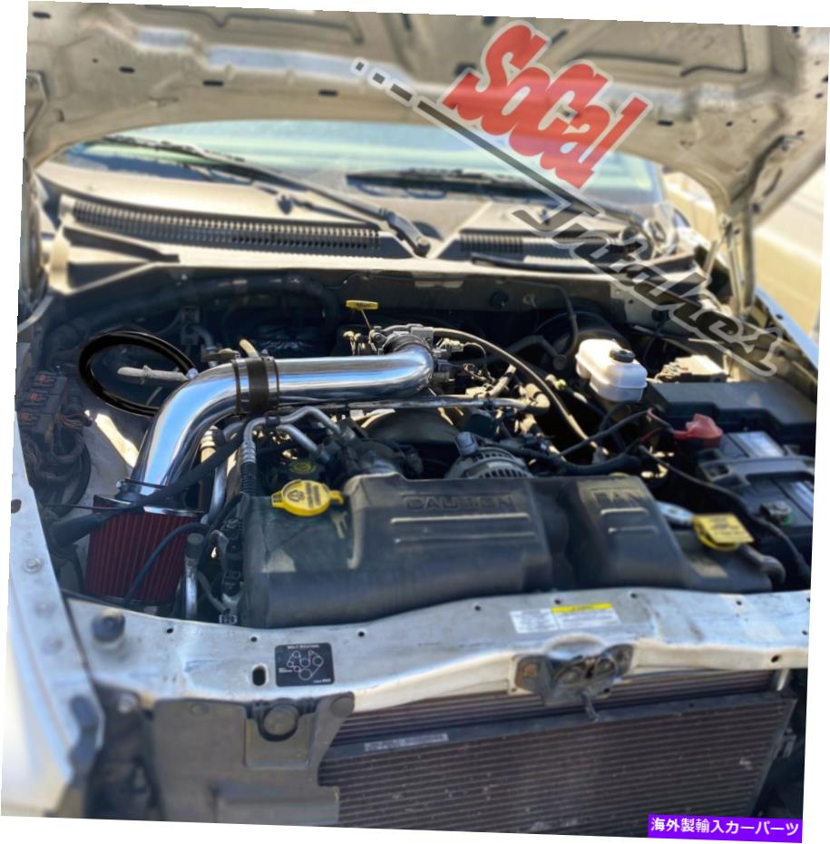 USエアインテーク インナーダクト 2000-02ダッジダコタ4.7L V8用ブラックレッド2PCエアインテークキット＆フィルター Black Red 2pc Air Intake Kit & Filter For 2000-02 Dodge Dakota 4.7L V8【並行輸入品】