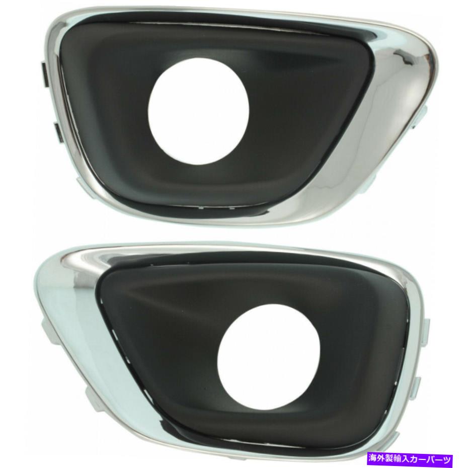 エンジンカバー ジープコンパスフォグライトカバー2014-2017 LH＆RHペア/セットブラックW/クロム For Jeep Compass Fog Light Cover 2014-2017 LH & RH Pair/Set Black w/ Chrome【並行輸入品】