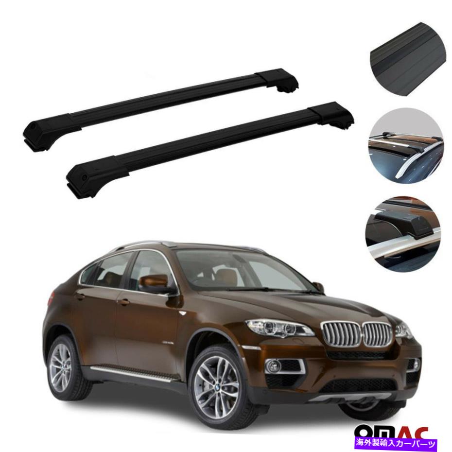 クロスバー BMW X6 E71 2008-2014用のルーフラッククロスバー荷物キャリアブラック Roof Rack Cross Bars Luggage Carrier Black for BMW X6 E71 2008-2014【並行輸入品】