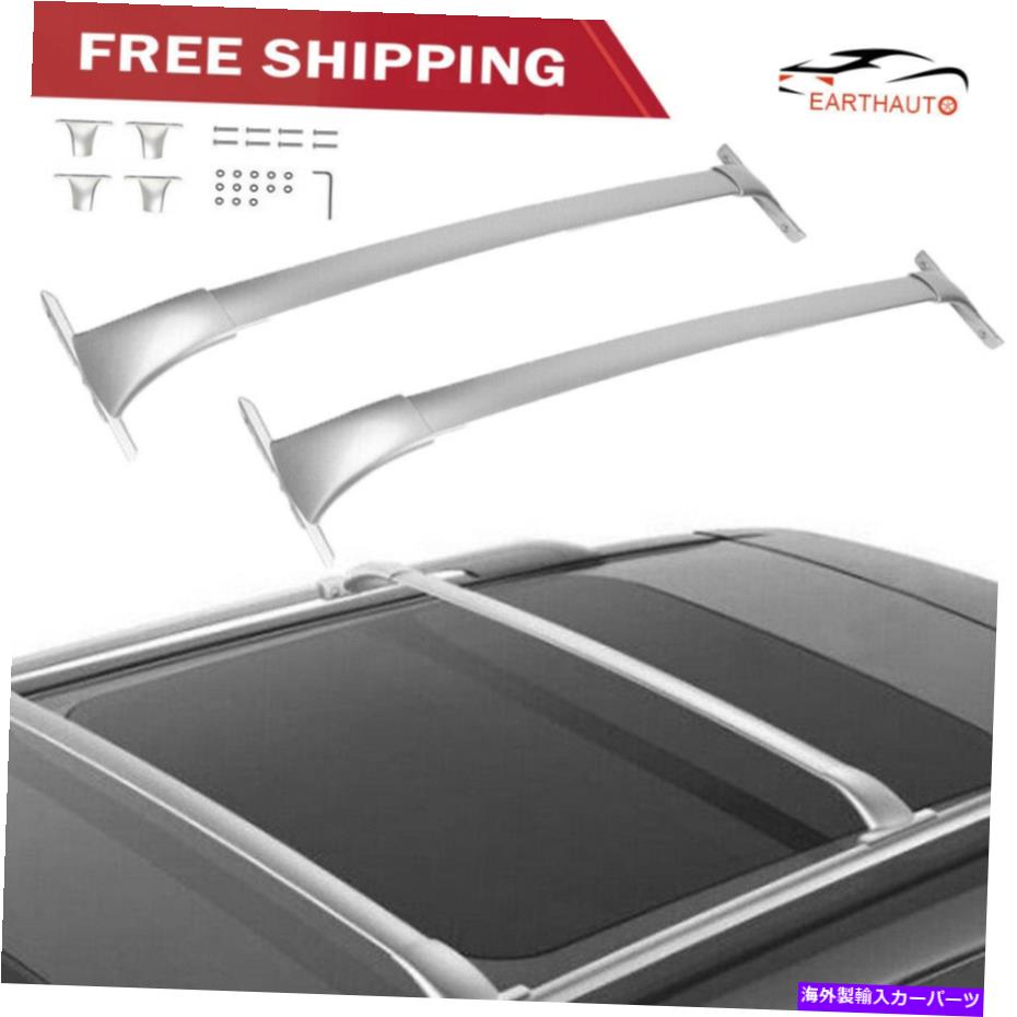 クロスバー 2014-19の日産ローグw/ルーフレール2xホワイトシルバートップルーフラッククロスバー For 2014-19 Nissan Rogue w/ Roof Rail 2X White Silver Top Roof Rack Cross Bar【並行輸入品】