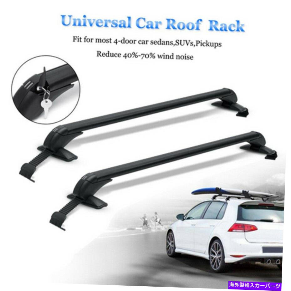 クロスバー 2pcユニバーサルカートップラックレール荷物キャリア荷物荷物屋根クロスバーロック付き 2PC Universal Car Top Rack Rail Luggage Carrier Baggage Roof Cross Bar with Lock【並行輸入品】