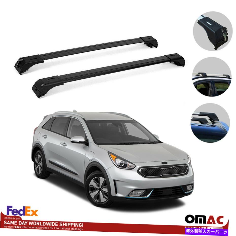クロスバー ルーフラッククロスバー荷物キャリアブラックfor kia niro 2017-2022 Roof Rack Cross Bars Luggage Carrier Black for Kia Niro 2017-2022【並行輸入品】