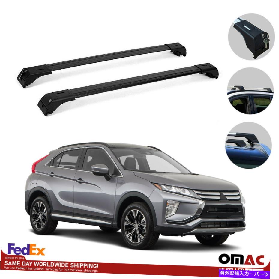クロスバー Mitsubishi Eclipse Cross 2018-2022ルーフラック荷物荷物輸送業者ブラックに Fits Mitsubishi Eclipse Cross 2018-2022 Roof Rack Luggage Cargo Carrier Black【並行輸入品】