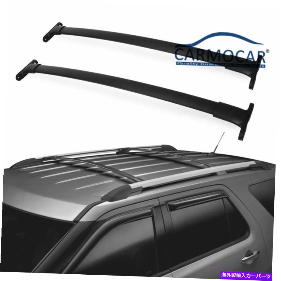 クロスバー 1Set（2 PCS）2016-2018 Ford Explorerのブラックトップルーフラッククロスバークロスバークロスバー 1Set (2 pcs)Black Top Roof Rack Cross Bars Crossbars For 2016-2018 Ford Explorer【並行輸入品】
