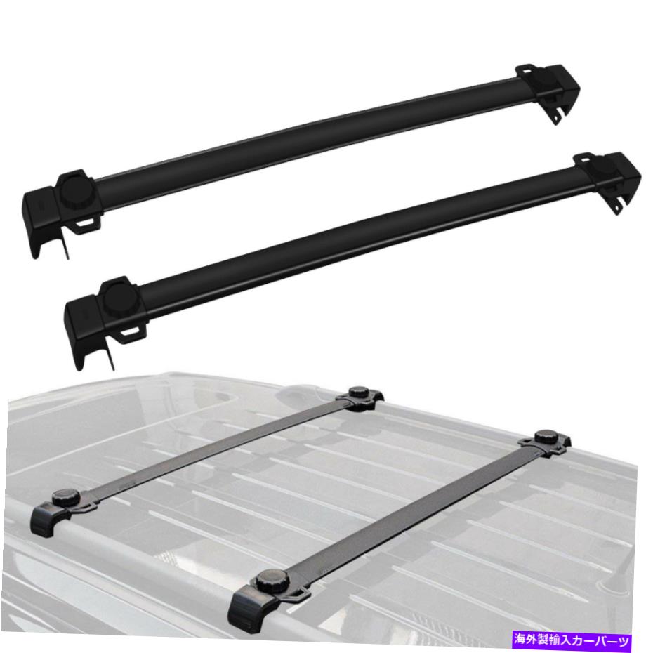 クロスバー 2007-2017のアルミニウムブラックルーフラック手荷物クロスバーレールジープパトリオット2x Aluminum Black Roof Rack Baggage Cross Bar Rail for 2007-2017 Jeep Patriot 2X【並行輸入品】