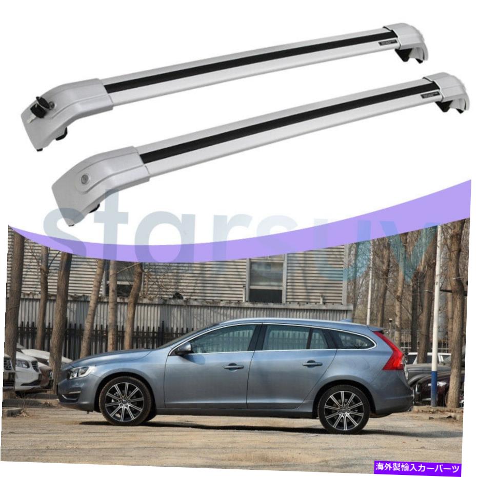 クロスバー ボルボV60 2011-2018アルミニウムルーフラックレール用ロック可能なシルバークロスバー Lockable Silver Cross Bar For Volvo V60 2011-2018 Aluminum Roof Rack Rail【並行輸入品】