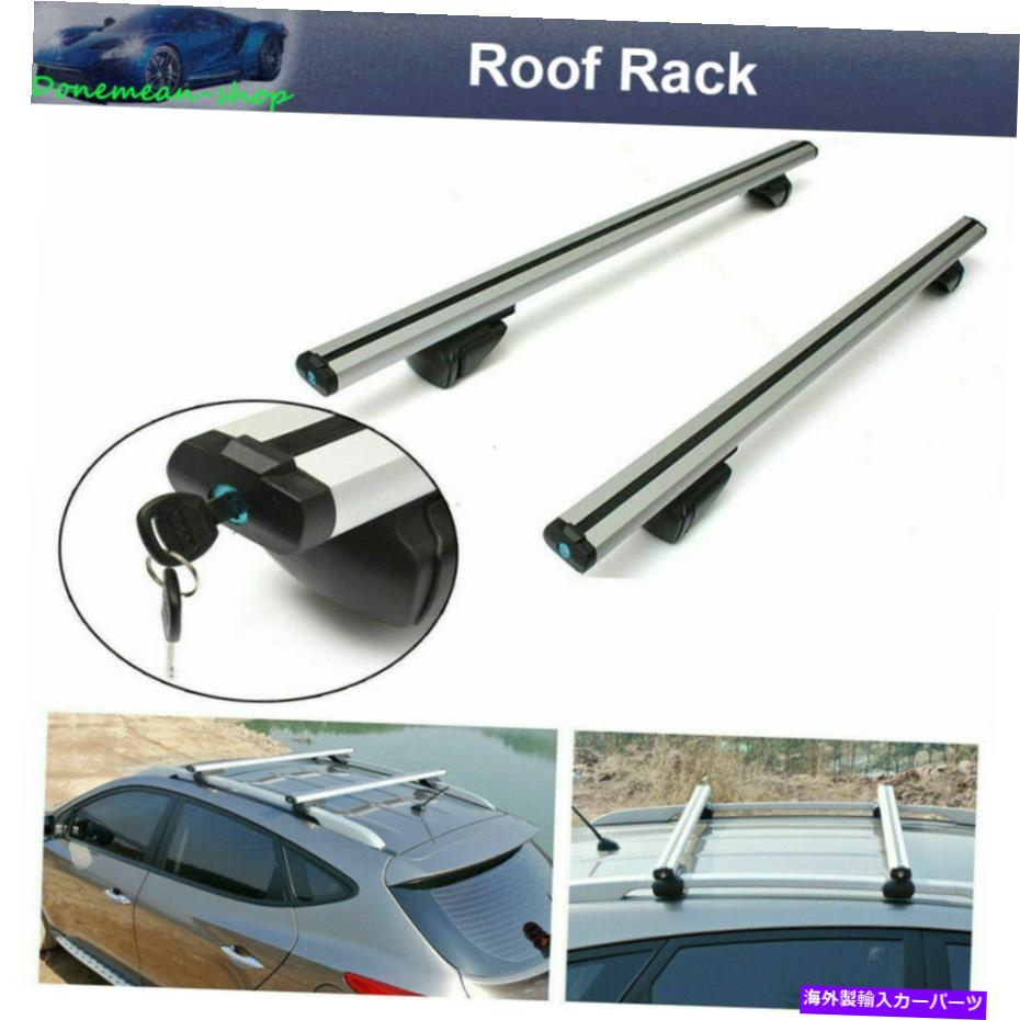 クロスバー 48 ''カートップ荷物ルーフラッククロスバーキャリア調整可能な窓枠 +ロック 48'' Car Top Luggage Roof Rack Cross Bar Carrier Adjustable Window Frame + Lock【並行輸入品】