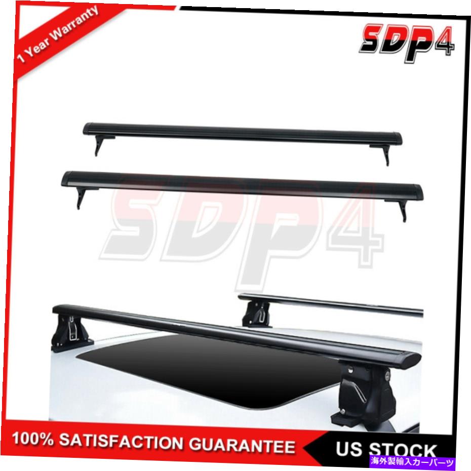 クロスバー 18-20ジープコンパスブラックルーフラッククロスバー貨物クロスバーレール付き Fit For 18-20 Jeep Compass Black Roof Rack Cross Bar Cargo Crossbar Rail w/ Lock【並行輸入品】