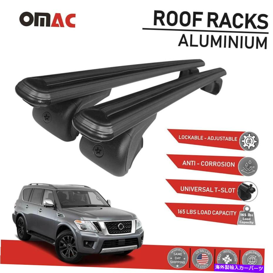 クロスバー 黒いルーフレールラッククロスバーALU荷物キャリアの日産艦隊2017-2022 Black Roof Rail Rack Cross Bars Alu Luggage Carrier For Nissan Armada 2017-2022【並行輸入品】