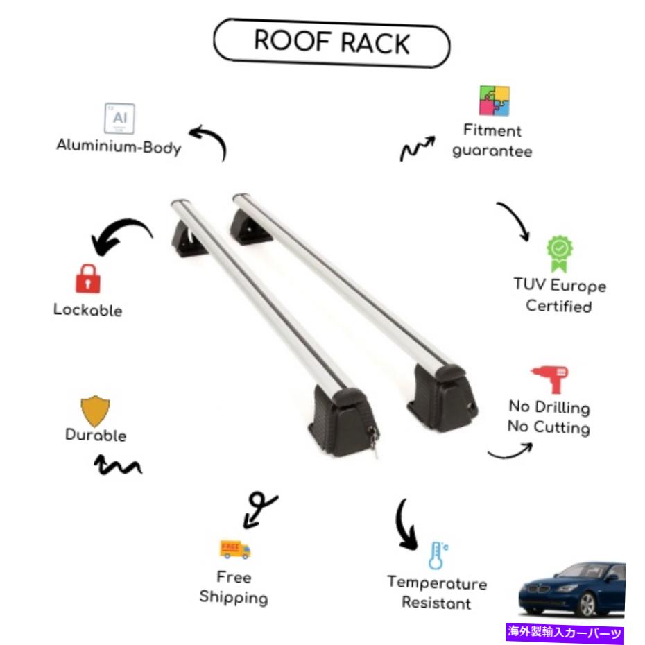 クロスバー BMW 5シリーズワゴン2004-2010に設定された裸のルーフラッククロスバー Bare Roof Rack Cross Bars Set for BMW 5 Series Wagon 2004 - 2010【並行輸入品】