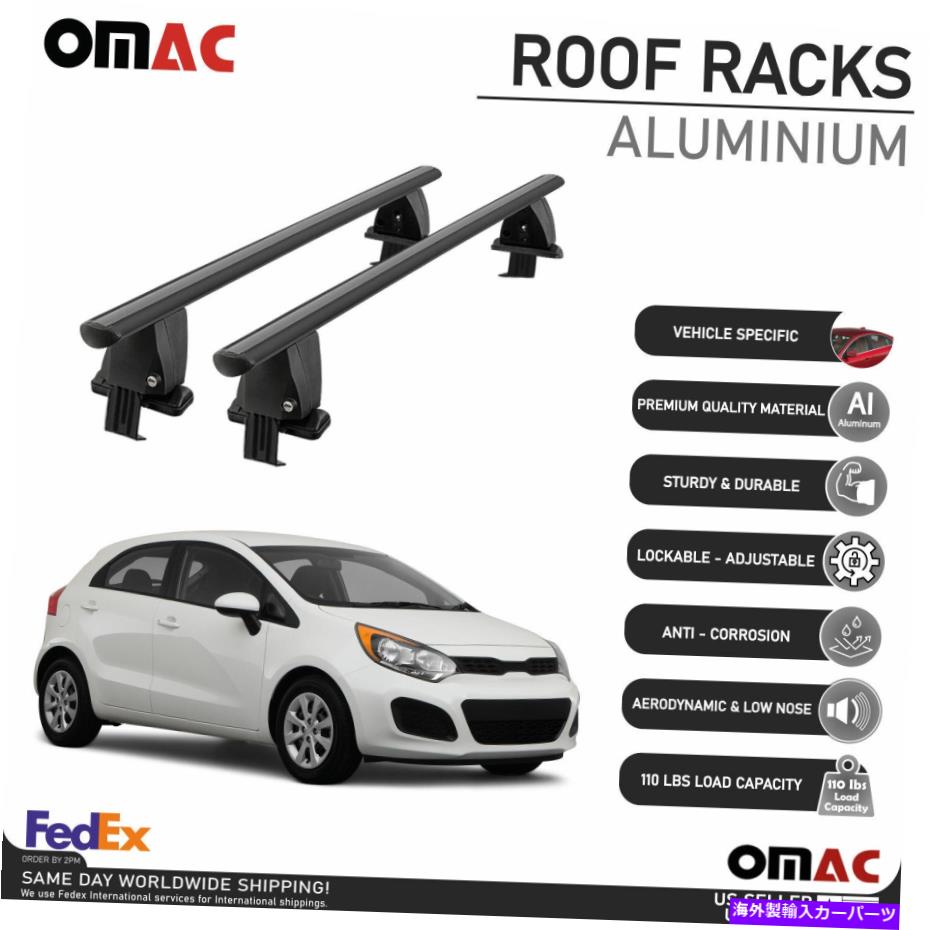 クロスバー Kia Rio Hatchback 2012-2017スムーズなルーフラッククロスバー貨物輸送業者ブラックに Fits Kia Rio Hatchback 2012-2017 Smooth Roof Rack Cross Bar Cargo Carrier Black【並行輸入品】
