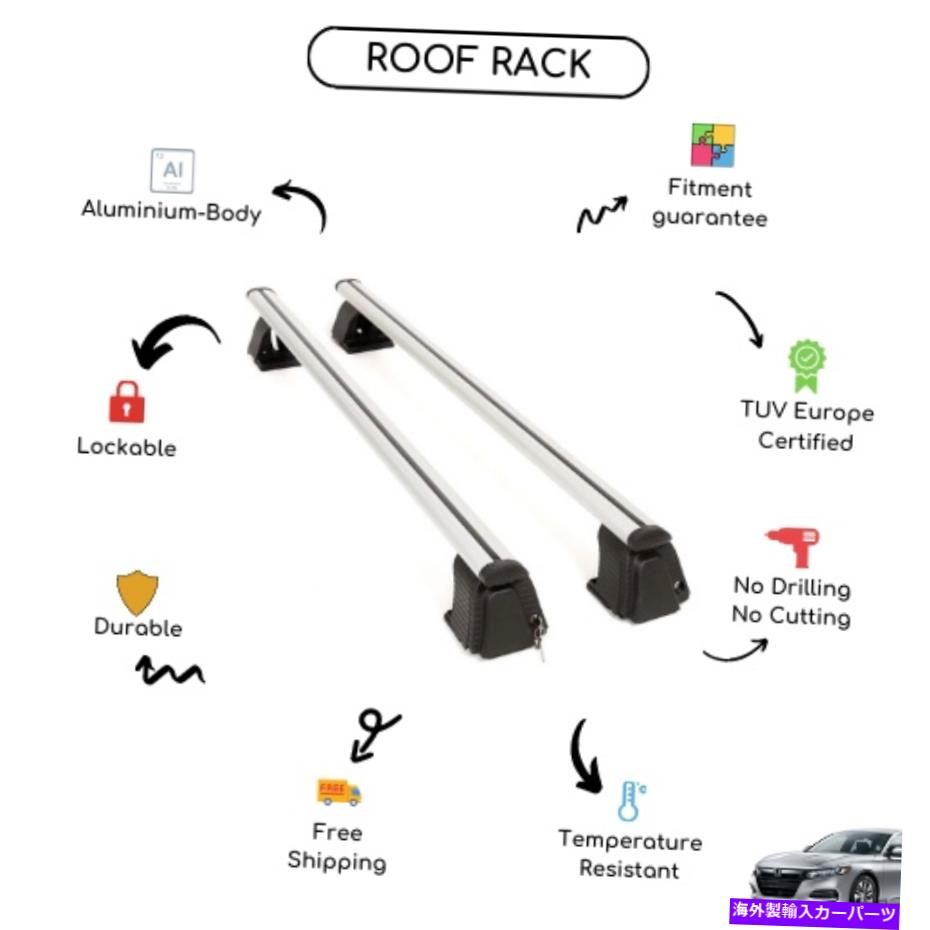 クロスバー ホンダアコード2018-2021に設定された裸のルーフラッククロスバー Bare Roof Rack Cross Bars Set for Honda Accord 2018 - 2021【並行輸入品】