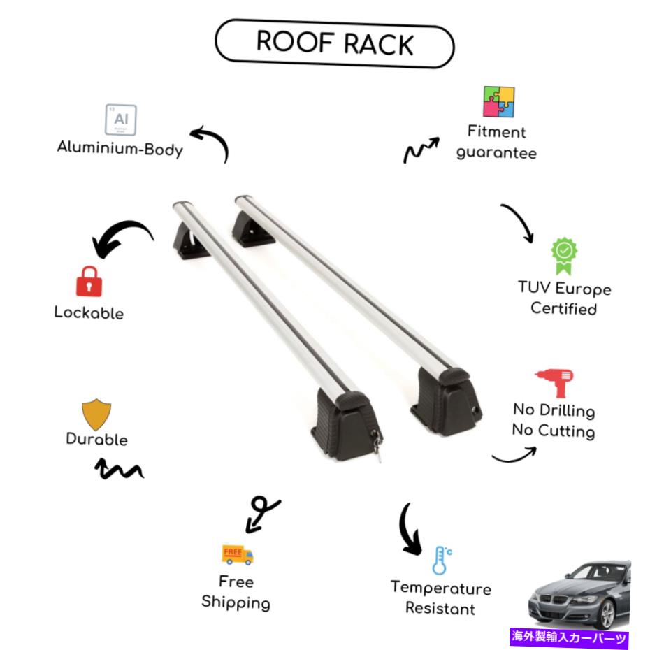 クロスバー BMW 3シリーズF30 2012に設定された裸のルーフラッククロスバー - アップ Bare Roof Rack Cross Bars Set for BMW 3 Series F30 2012 - Up【並行輸入品】