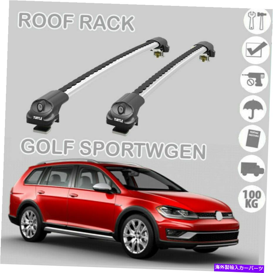 クロスバー VW Golf SportWagen 2010-2019ルーフラッククロスバー貨物運送業者ブラックセット Fits VW Golf Sportwagen 2010-2019 Roof Racks Cross Bars Cargo Carrier Black Set【並行輸入品】