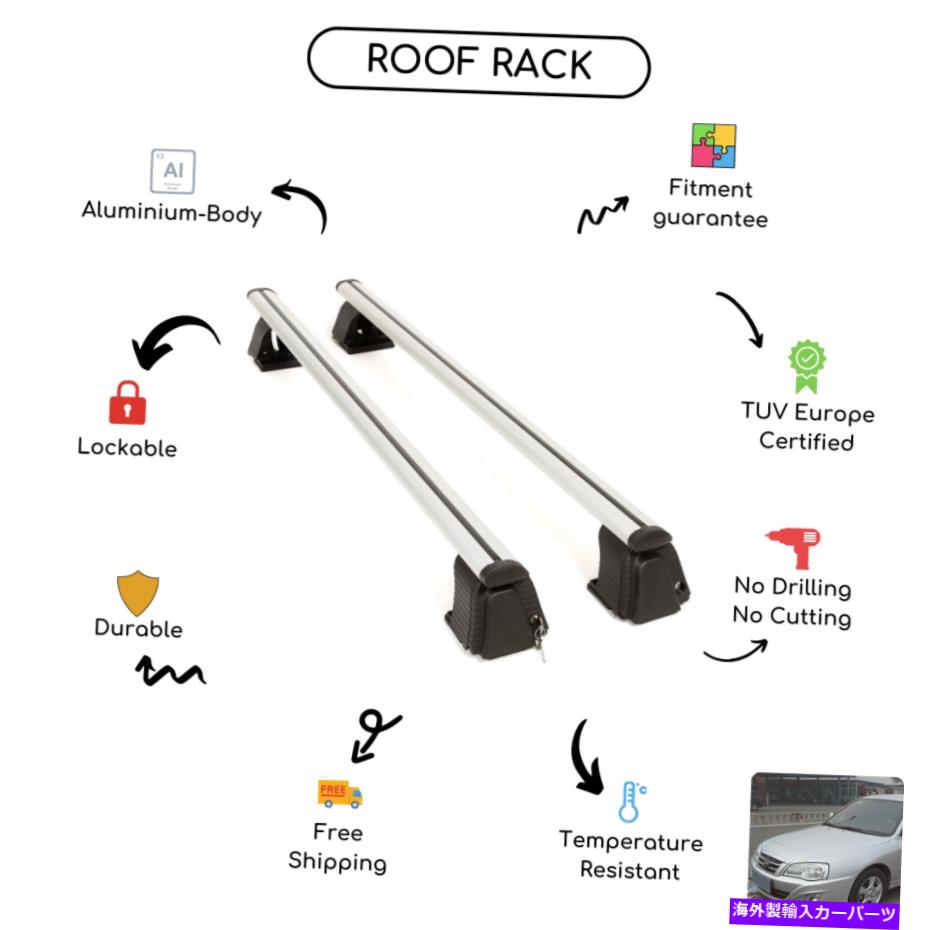 クロスバー Tagaz Elantra XD Sedan 2008-2011に設定された裸のルーフラッククロスバー Bare Roof Rack Cross Bars Set for Tagaz Elantra XD Sedan 2008 - 2011【並行輸入品】