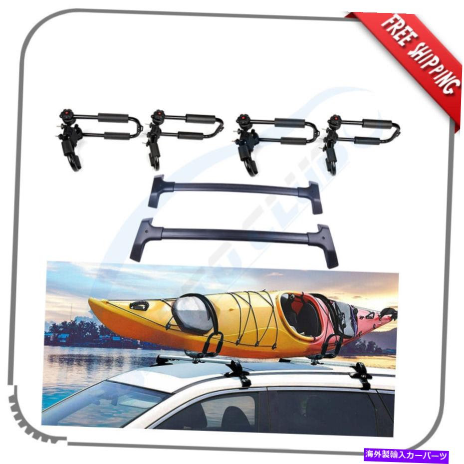 クロスバー 2009-2017のシボレートラバースルーフラッククロスバーブラックレール +カヤックボードラック For 2009-2017 CHEVY Traverse Roof Rack Cross Bars Black Rails +Kayak Board Racks【並行輸入品】