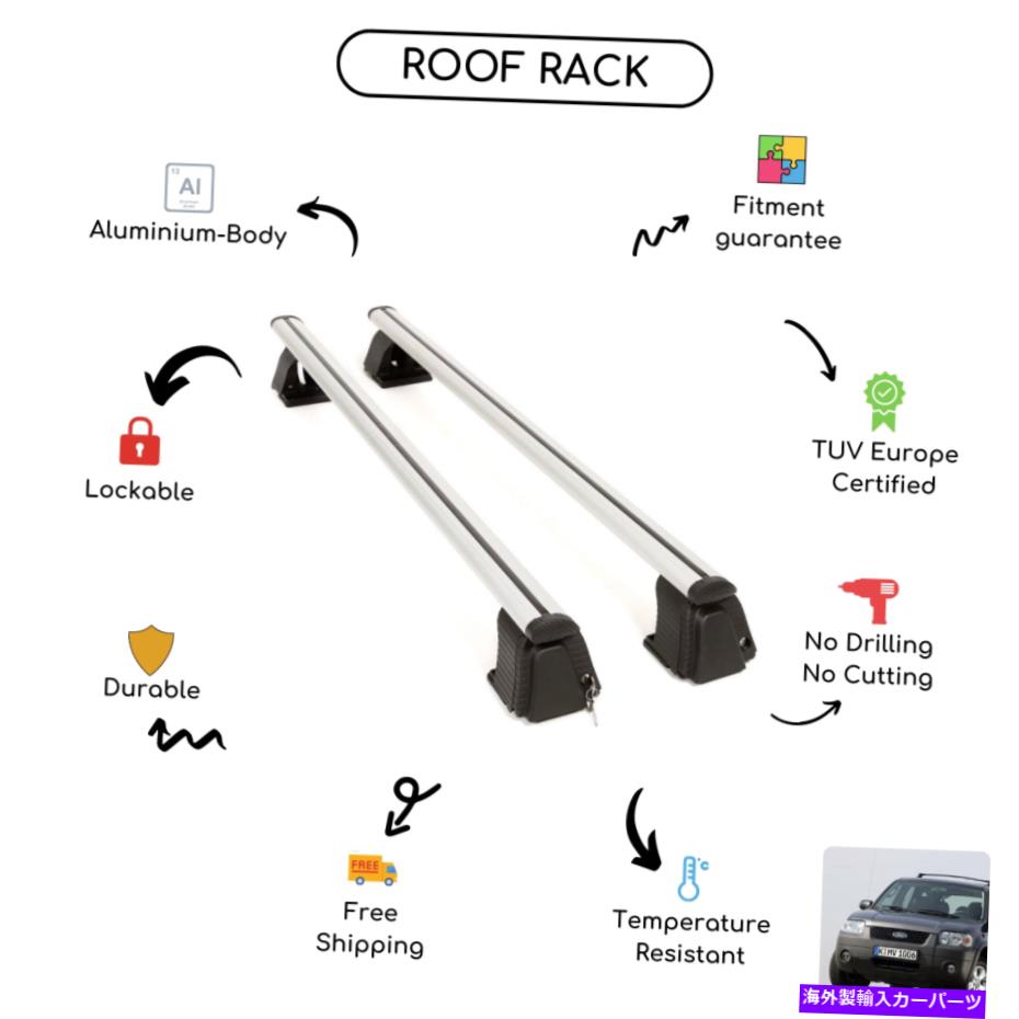 クロスバー Ford Maverick II 2000-2004に設定された裸のルーフラッククロスバー Bare Roof Rack Cross Bars Set for Ford Maverick II 2000 - 2004【並行輸入品】
