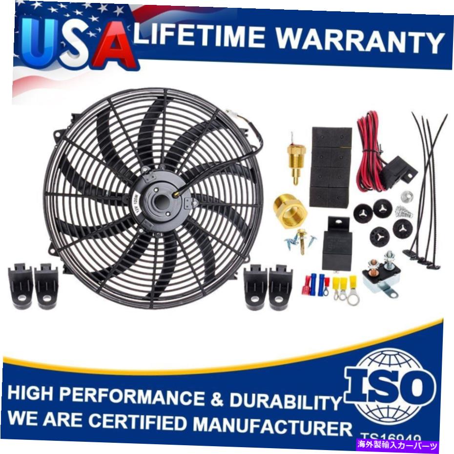 Radiator 16 ''電気ラジエーター冷却スリムファン12V 3000cfmサーモスタットスイッチリレーキット 16'' Electric Radiator Cooling Slim Fan 12v 3000cfm Thermostat Switch Relay Kits【並行輸入品】