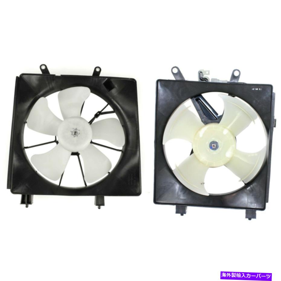 Radiator 2001年から2005年のホンダシビック左＆右のラジエーター冷却ファンw/ a/ cコンデンサーファン Radiator Cooling Fan w/ A/C Condenser Fan For 2001-2005 Honda Civic Left & Right【並行輸入品】