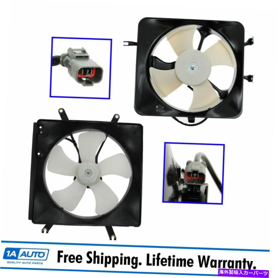 Radiator Acura Integra用のACコンデンサーラジエーター冷却ファンアセンブリペアセット AC Condenser Radiator Cooling Fan Assembly Pair Set for Acura Integra【並行輸入品】