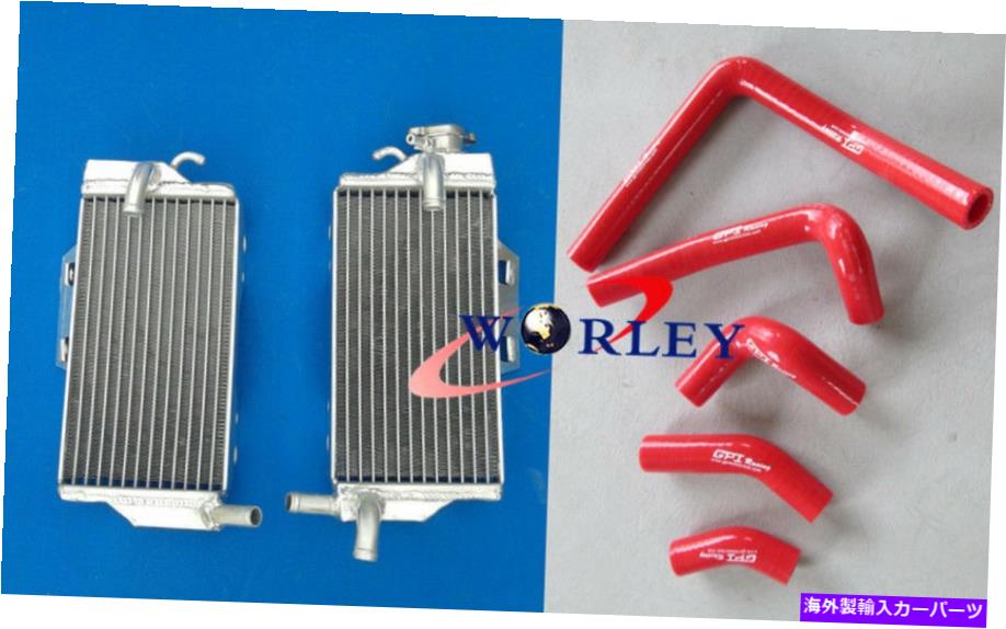 Radiator ホンダCR250R CR 250 2ストローク2005-2007 2006のアルミニウムラジエーターと赤いホース ALUMINUM RADIATOR & RED HOSE FOR HONDA CR250R CR 250 2-STROKE 2005-2007 2006【並行輸入品】