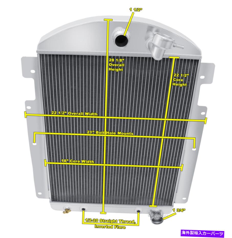 Radiator 1937年の3列レーシングチャンピオンラジエーターシボレーGE V8変換＃CC3738CH 3 Row Racing Champion Radiator for 1937 Chevrolet GE V8 Conversion #CC3738CH【並行輸入品】