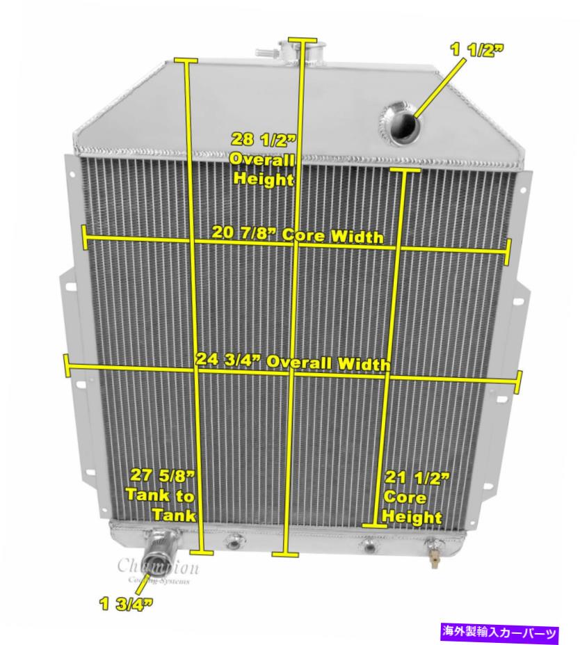 Radiator 3列のウエスタンチャンピオンラジエーター1942-1952フォードトラックフォード構成 3 Row Western Champion Radiator for 1942 - 1952 Ford Truck Ford Configuration【並行輸入品】