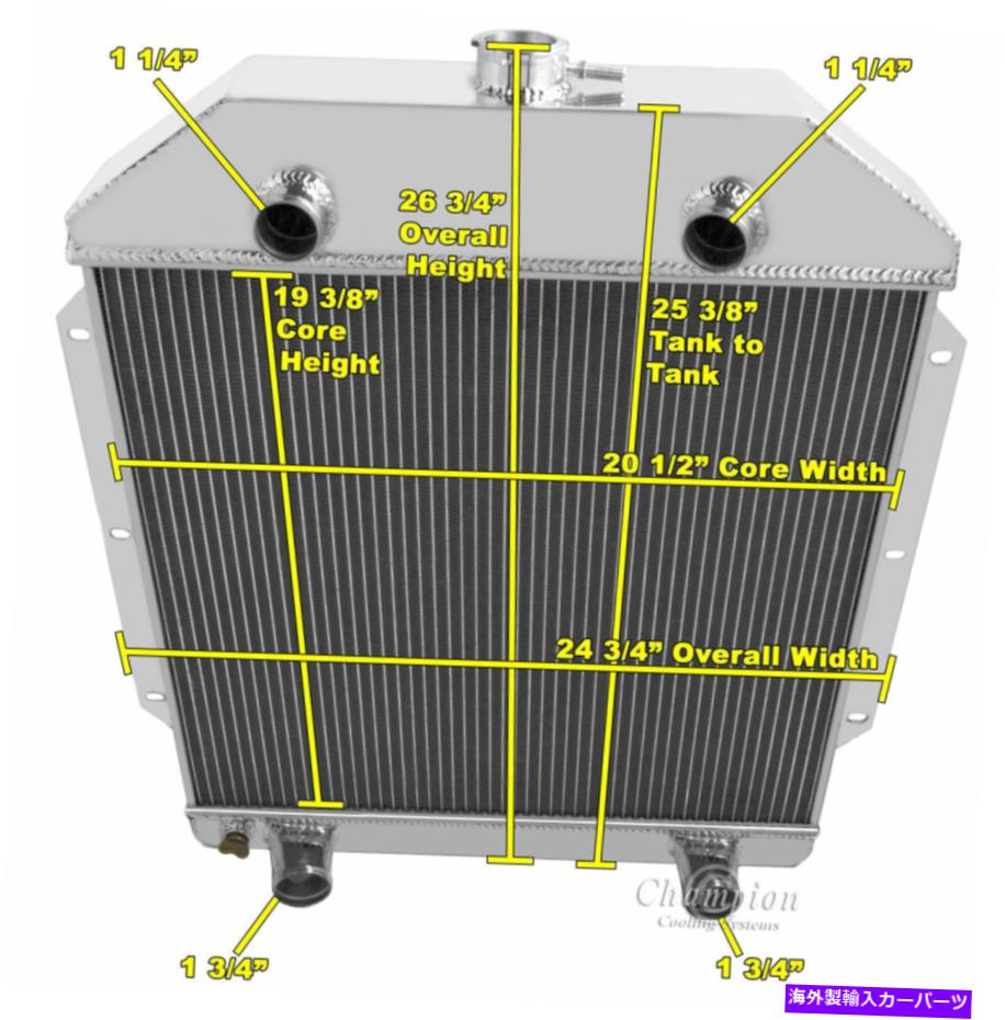 Radiator 3列エースチャンピオンラジエーター1949年50 51-1953フォードカーフラットヘッド構成 3 Row Ace Champion Radiator for 1949 50 51-1953 Ford Cars Flathead Configuration【並行輸入品】