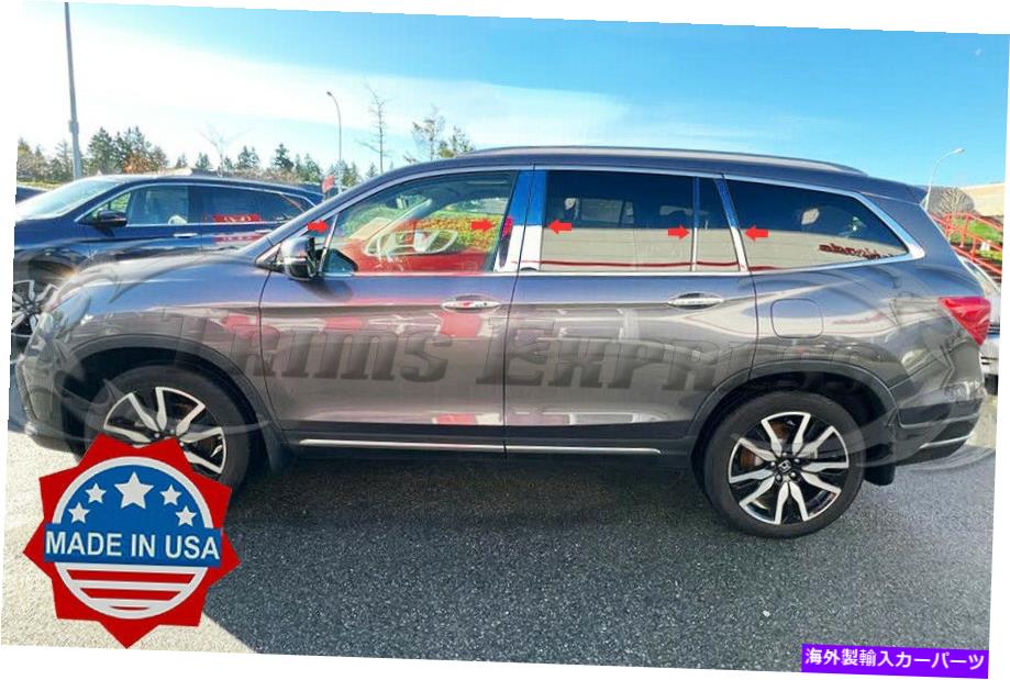ドアピラー 2016-2022ホンダパイロット10PCクロム柱ポストステンレススチールトリムドアカバー 2016-2022 Honda Pilot 10Pc Chrome Pillar Post Stainless Steel Trim Door Cover【並行輸入品】